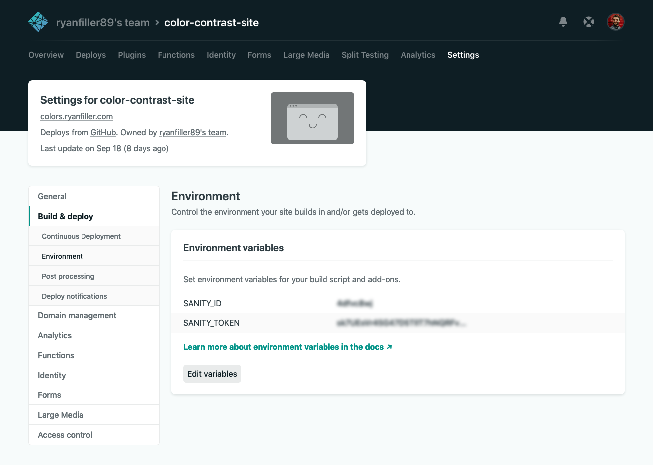 Netlify dashboard, Settings  Deploys > Environment